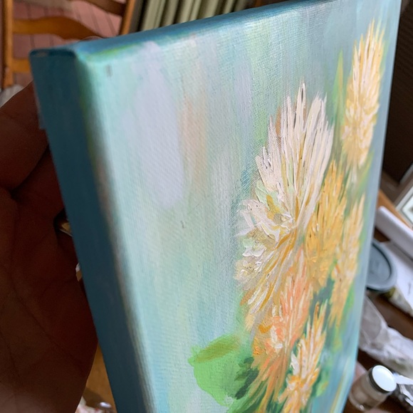 Original mixed media chrysanthemums, art floral painting Impressionism - Picture 8 of 12